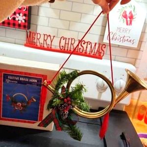 Vintage brass horn decoration